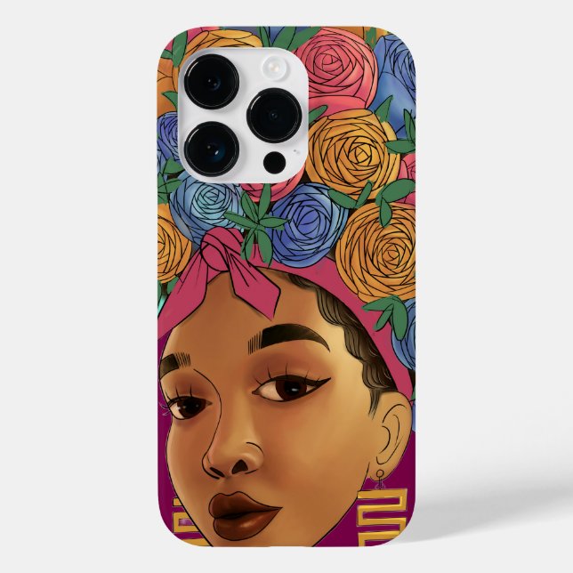 Blume im Haar Afroamerikanisches Mädchen Case-Mate iPhone Hülle (Rückseite)