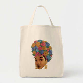 Blume im Haar afroamerikanisches Mädchen Tragetasche