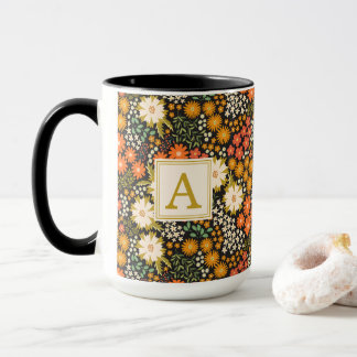 Blume im Herbst Herbstfarben Monogramm-Tasse Tasse
