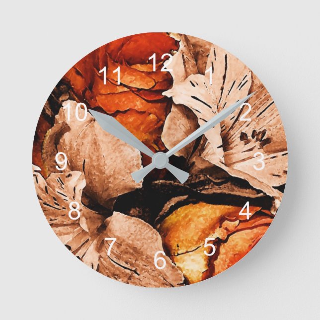 Blume im Herbst Runde Wanduhr (Vorderseite)
