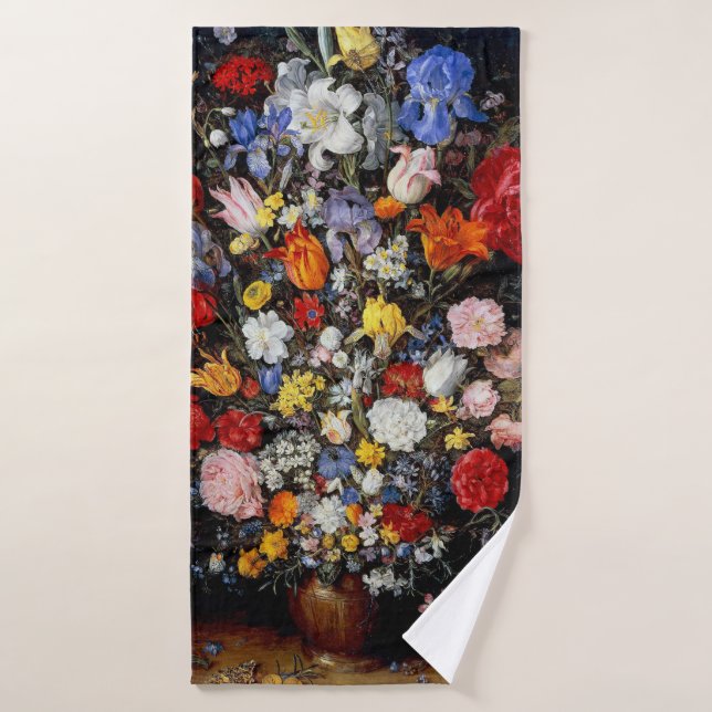 Blume im Holzschiff, Jan Brueghel der Ältere Badehandtuch (Badehandtuch)