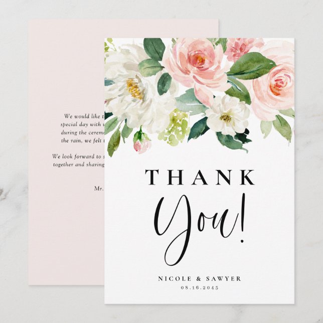 Blume im Hübschen Garten Hochzeit Dankeskarte (Vorne/Hinten)