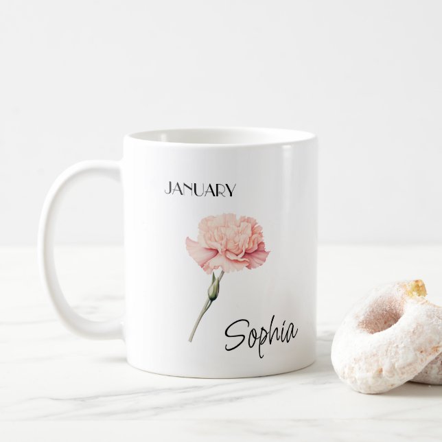 Blume im Januar Personalisiert Kaffeetasse (Mit Donut)