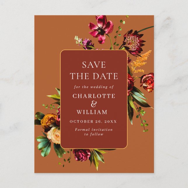 Blume im Jugendstil, die den QR-Code speichern Postkarte (Vorderseite)