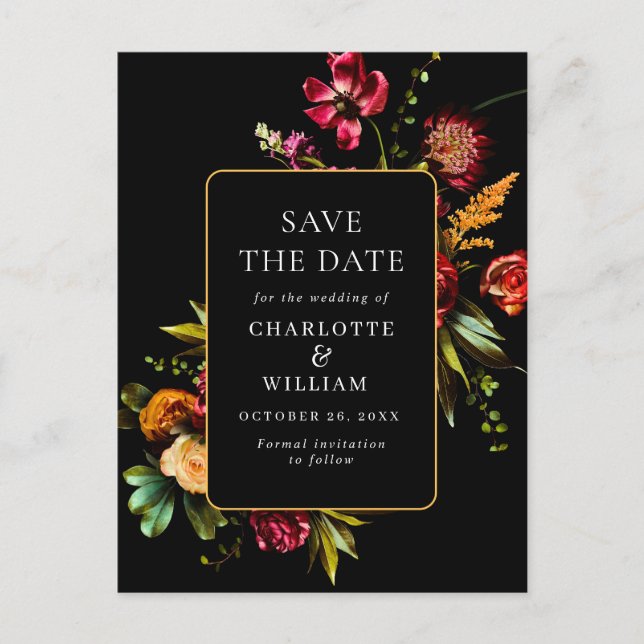 Blume im Jugendstil, die den QR-Code speichern Postkarte (Vorderseite)