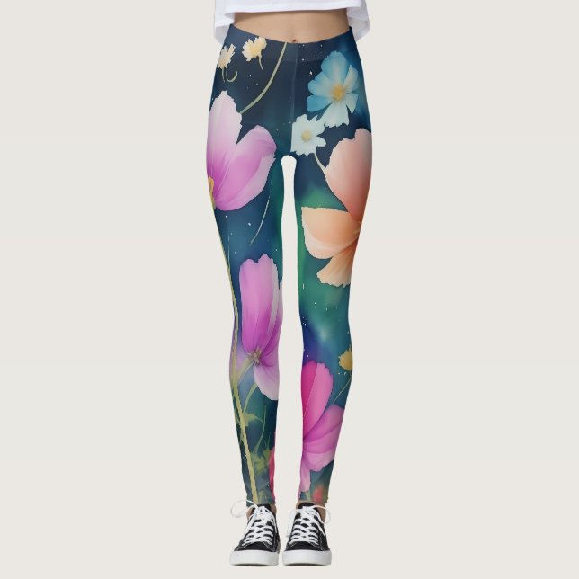 Blume im Kosmos Leggings (Vorderseite)