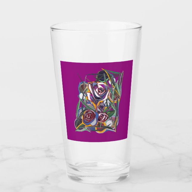 Blume im lila Hintergrund Glas (Vorderseite)