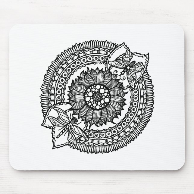 Blume im Mandala Mousepad (Vorne)