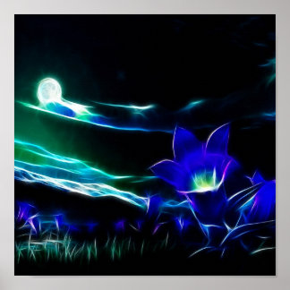 Blume im Mondschein Poster