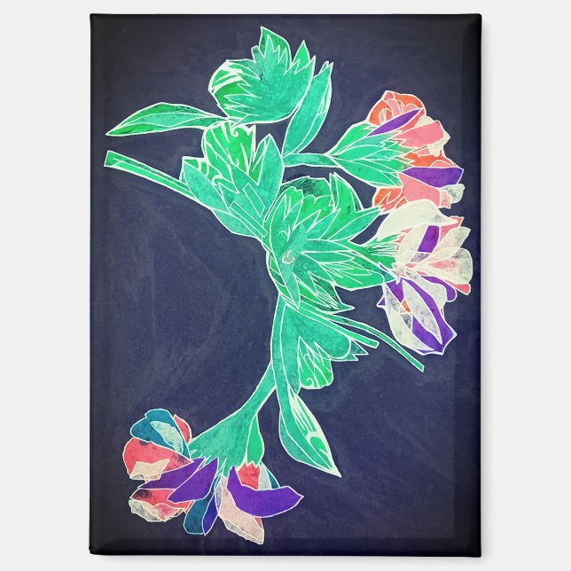 Blume im Mosaikstil Magnet (Vorderseite)