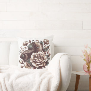 Blume im orientalischen Stil und Betafisch Kissen