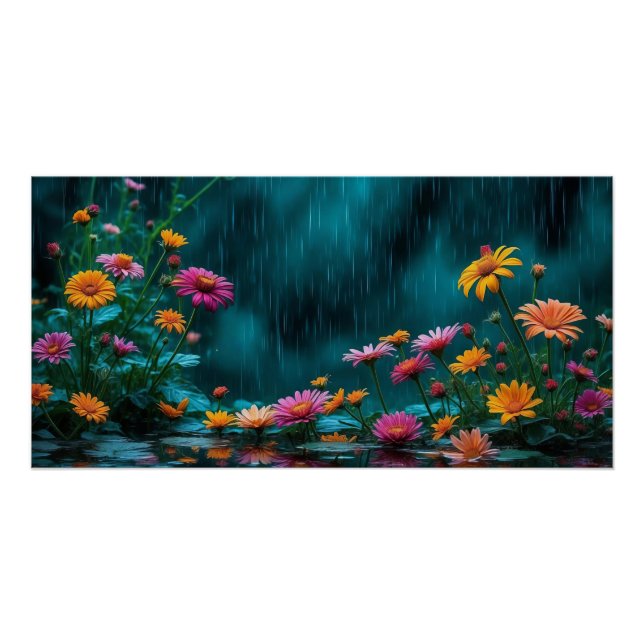 Blume im Rain Nature Poster Rainy Garden (Vorderseite)