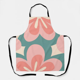 Blume im Retro-Stil in Rosa und Türkis Schürze