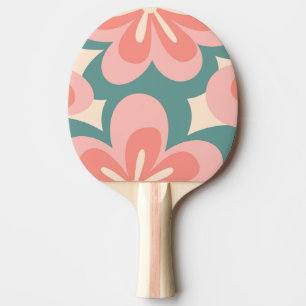 Blume im Retro-Stil in Rosa und Türkis Tischtennis Schläger
