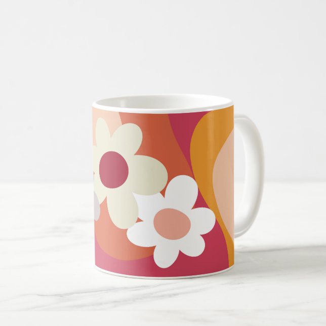 Blume im Retrostil Kaffeetasse (VorderseiteRechts)