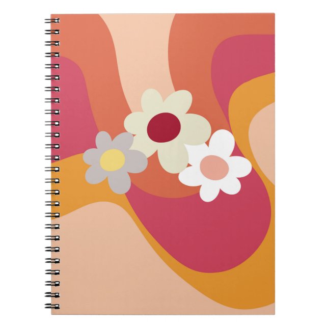 Blume im Retrostil Notizblock (Vorderseite)