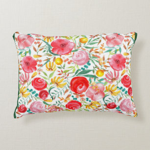 Blume im Vintagen Blumenstil und Wiesengras Dekokissen