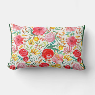 Blume im Vintagen Blumenstil und Wiesengras Lendenkissen