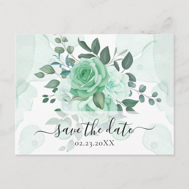 Blume im Wasserfarbenbereich Save the Date Postkarte (Vorderseite)