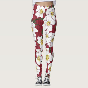 Blume im Weißen Garten: Vintager Streifen Leggings
