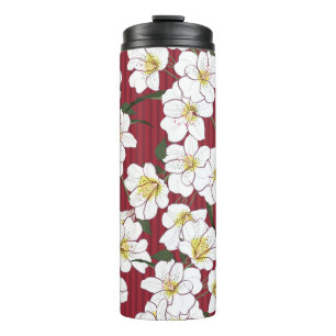 Blume im Weißen Garten: Vintager Streifen Thermosbecher