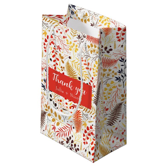 Blume im Wildwald Fern Mushrooms Foliage Kleine Geschenktüte (Vorderseite Schrägansicht)