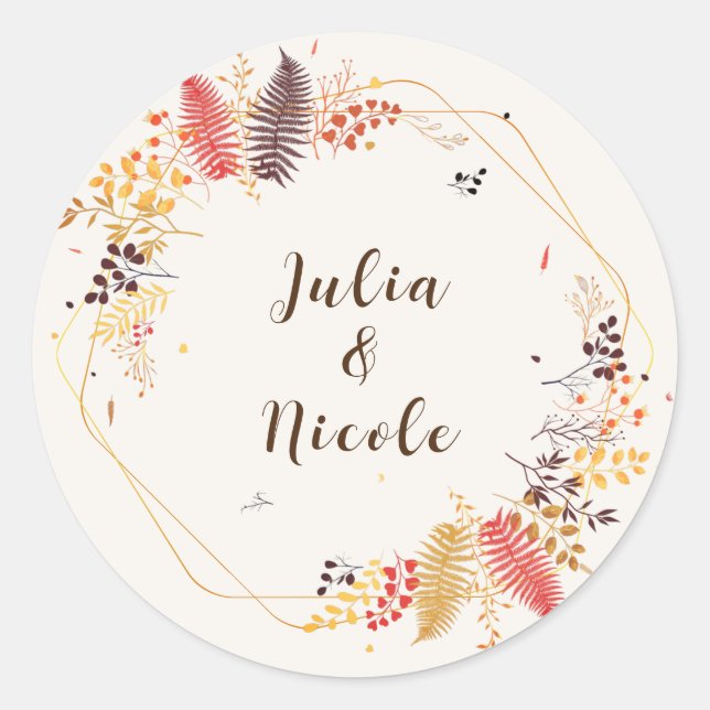 Blume im Wildwald Fern Mushrooms Foliage Runder Aufkleber (Vorderseite)