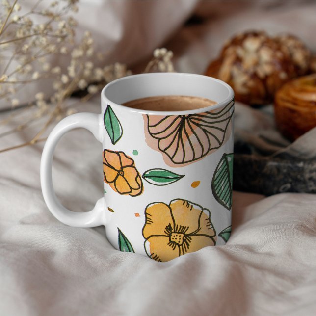 Blume in Aquarell und Tinte - Vintag Tasse (Von Creator hochgeladen)