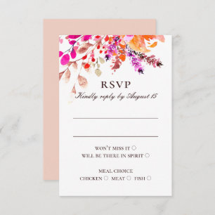 Blume in Aquarellfarbe. Blumengarten Hochzeit RSVP Karte