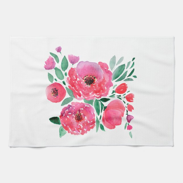 Blume in Aquarellfarbe, Bouquet. Geschirrtuch (Horizontal)