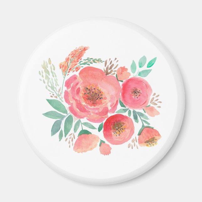 Blume in Aquarellfarbe, Bouquet. Magnet (Vorne)