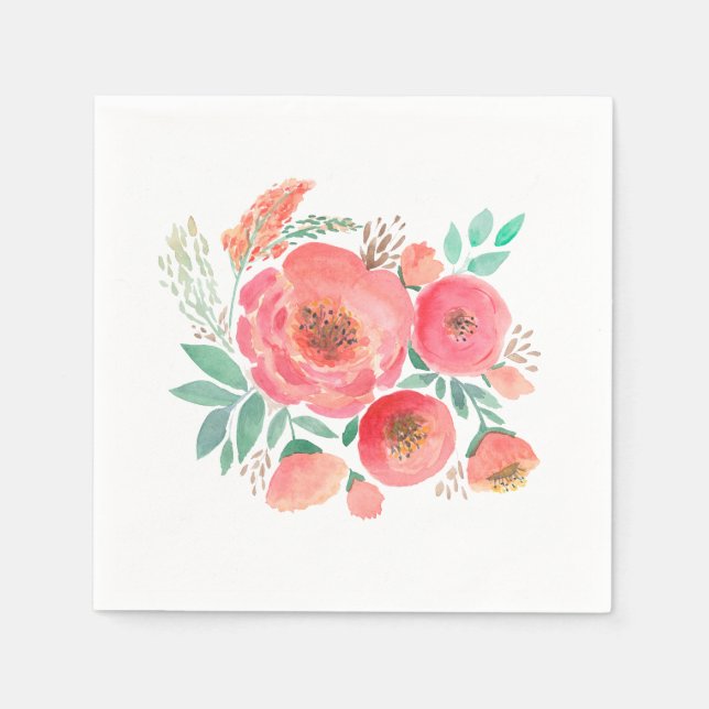 Blume in Aquarellfarbe, Bouquet. Serviette (Vorderseite)