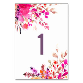 Blume in Aquarellfarbe. Hochzeitsreise im Garten Tischnummer