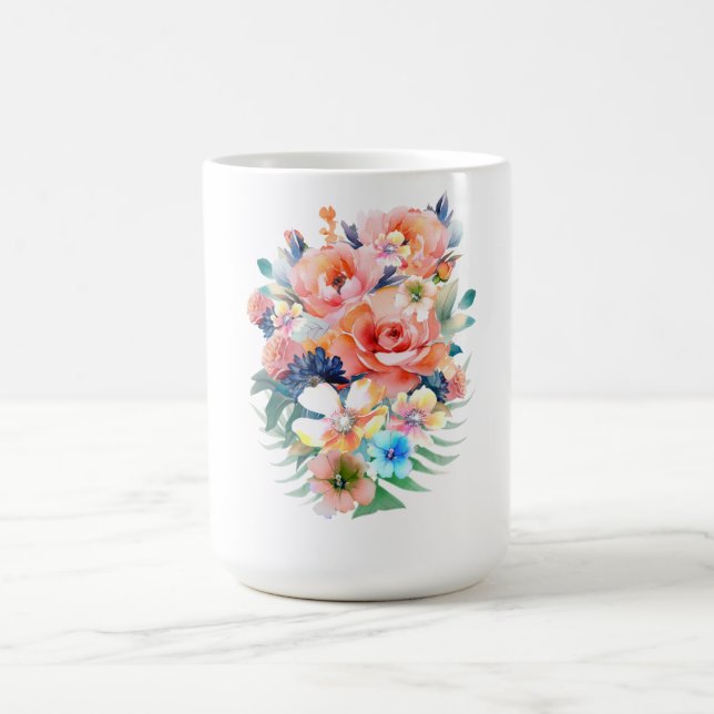 Blume in Aquarellfarbe Kaffeetasse (Mittel)