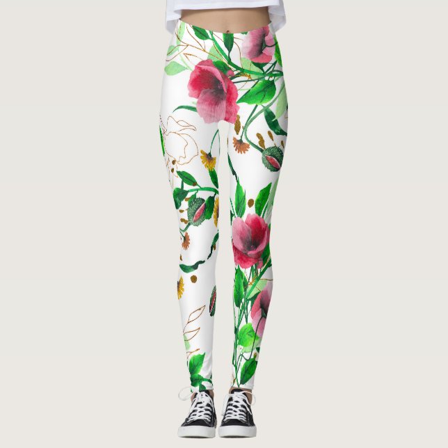 Blume in Aquarellfarbe Leggings (Vorderseite)