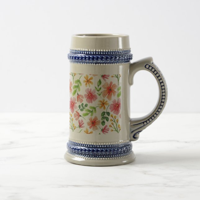 Blume in Aquarellfarbe, Muster-69677 Bierglas (Rechts)