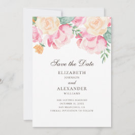 Blume in Aquarellfarbe, pfirsichfarben. Blumenhoch Save The Date