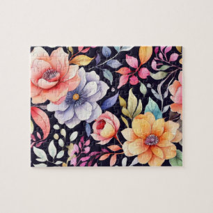 Blume in Aquarellfarbe Puzzle