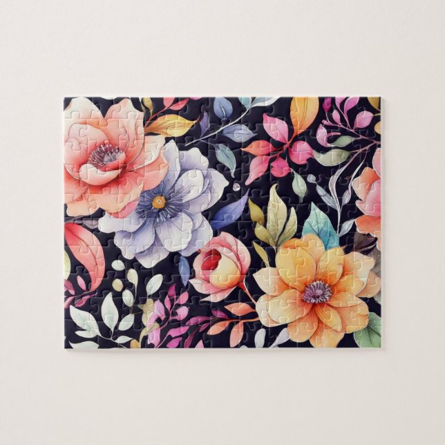 Blume in Aquarellfarbe Puzzle (Horizontal)