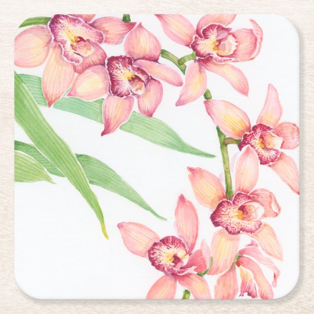 Blume in Aquarellfarbe Rechteckiger Pappuntersetzer (Vorderseite)