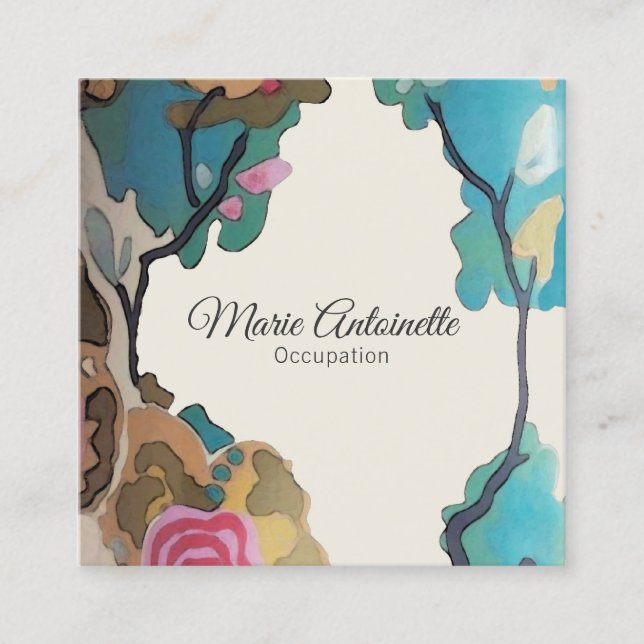 Blume in Aquarellfarben PAPIER/GRÖSSE/STILOPTIONEN Quadratische Visitenkarte (Vorderseite)