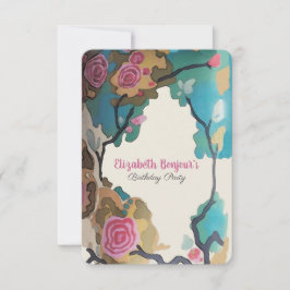 Blume in Aquarellfarben-PAPIEREN & GRÖSSEN-OPTIONE Einladung