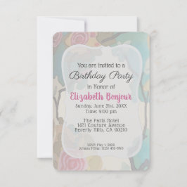 Blume in Aquarellfarben-PAPIEREN & GRÖSSEN-OPTIONE Einladung