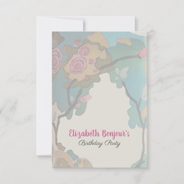 Blume in Aquarellfarben-PAPIEREN & GRÖSSEN-OPTIONE Einladung (Vorderseite)