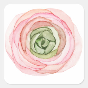 Blume in Aquarellfarben Quadratischer Aufkleber