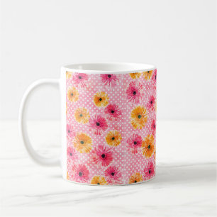 Blume in Aquarellfarben, rosa und gelb Kaffeetasse