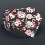 Blume in Aquarellfarben Rot Schwarz Krawatte<br><div class="desc">Dieses Design kann durch Auswahl der Option Design bearbeiten personalisiert werden. Sie können auch auf andere Gegenstände übertragen. Kontaktieren Sie mich unter colorflowcreations@gmail.com oder nutzen Sie die Chat-Option oben auf der Seite, wenn Sie dieses Design auf einem anderen Produkt haben möchten oder Hilfe benötigen. Sehen Sie mehr von meinen Designs...</div>