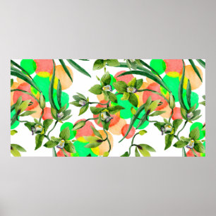 Blume in Aquarellgrün orchid. Floral botanisch Poster
