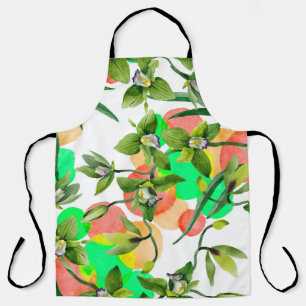 Blume in Aquarellgrün orchid. Floral botanisch  Schürze