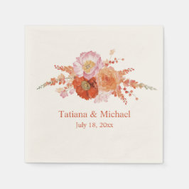 Blume in Aquarellorange Serviette
